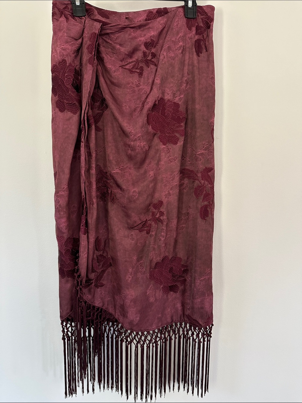 Zara Rose-Mauve Floral Fringe Swim Sarong